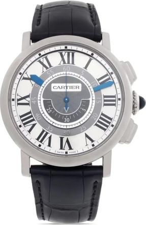 Cartier Rotonde 42mm - men - Alligator Leather/18kt White Gold - One Size - Silver