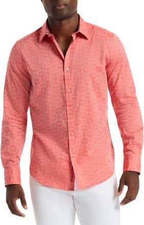 Robert Graham Stellman Cotton Button-Up Shirt in Coral at Nordstrom Rack, Size Small