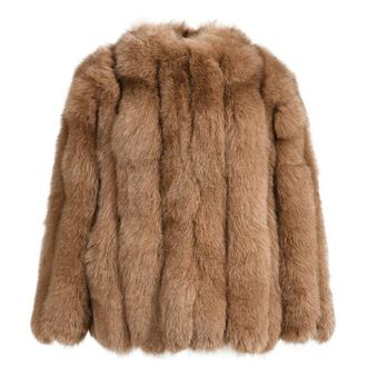 Wanan Luxury Reine Camel Fox Fur Jacket