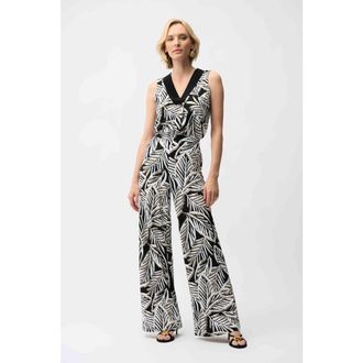 Joseph Ribkoff Silky Knit Tropical Print Sleeveless Trapeze Top in Black/multi at Nordstrom, Size 12