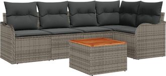vidaXL Vidaxl - Garden Sofa Set 6 pcs Grey Poly rattan