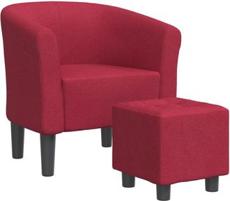 vidaXL Sill&oacute;n Con Taburete Tela Rojo Tinto Vidaxl