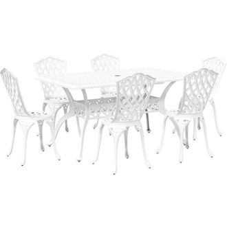 vidaXL Garden Dining Set 7 pcs White Aluminium vidaXL
