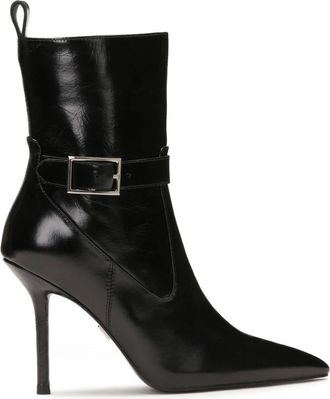 Kazar Elegante zwarte laarzen op een dunne stilettohak - Dames - Laarzen met Hak - Zwart - 40 EU - Leer - Schoenen