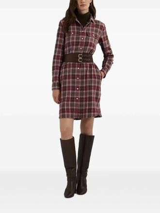 Lauren Ralph Lauren plaid button-up shirt dress - women - Other Fabrics - 38 - Red