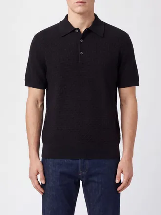 Brioni Polo slim fit in maglia di cotone con colletto e polsini a costine