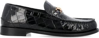 Versace Zwarte Krokodil Loafers Aw 24 - Heren - Loafers - Zwart - 40 EU - Leer - Schoenen