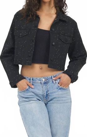 Vintage Havana Rhinestone Studded Jacket In Black Denim