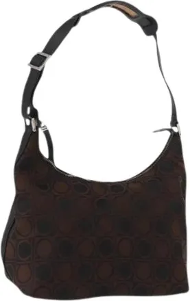 Ferragamo Pre-owned Shoulder Bags, female, Brown, Size: ONE SIZE Pre-owned Nylon Shoulder Bag