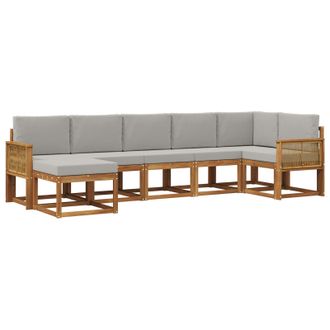 vidaXL Conjunto De Sof&aacute;s De Exterior 7 Pcs Natural Y Gris Claro Vidaxl