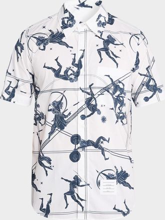Thom Browne Mens Straight Fit Constellation Short-Sleeve Shirt
