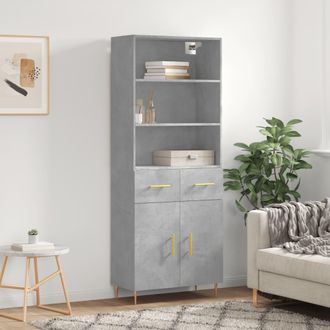 vidaXL Vidaxl - Aparador Alto Madera Contrachapada Gris Hormig&oacute;n 69,5x34x180 Cm