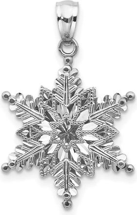 Diamond2Deal 14k White Gold Polished and Textured 2-Level Snowflake Pendant