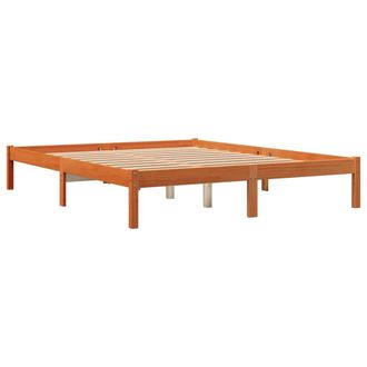 vidaXL Vidaxl - Cama Sin Colch&oacute;n Madera Maciza De Pino Marr&oacute;n Cera 160x200 Cm