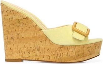 Veronica Beard Womens Donata Suede Cork Wedge Sandals In Vanilla Cream