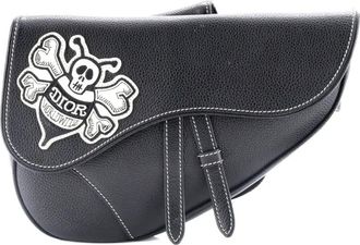 Dior Shawn Stussy Saddle Leather with Applique crossbody bag - Zwart