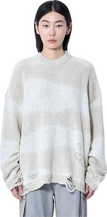 Our Legacy Distressed Crewneck Sweater - Dames - Ronde hals truien - Wit - XS - Katoen - Truien & Vesten