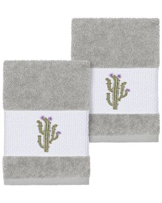 Linum Home Textiles Mila Turkish Cotton 2Pc Embellished Washcloth Set