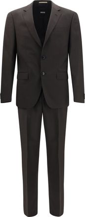 HUGO BOSS Mens Suit Virgin Wool Dark Brown Merino Suits