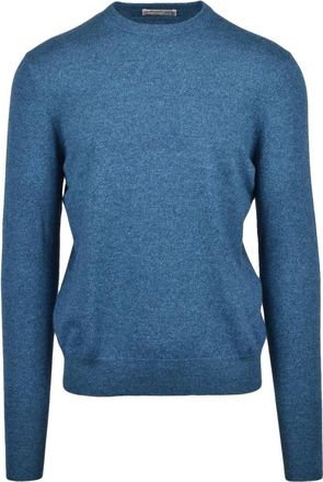 Ballantyne Kasjmier Ronde Hals Pullover Sweater - Heren - Cashmere truien - Blauw - XL - Kasjmier - Truien & Vesten