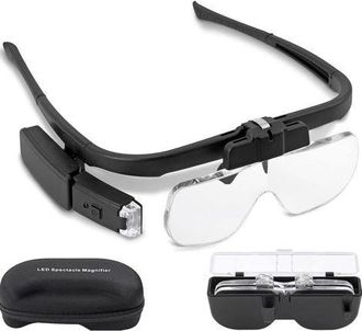 OEM Lupa De Diadema, Lupa De Diadema Led Recargable De Nueva Versi&oacute;n, Lupa De Diadema Manos Libres, Carga Usb Con Luz Y 3 Lentes Desmontables (1,5x-2,5x) 
