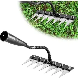 OEM Rastrillo De Acero Al Carbono De 7 P&uacute;as - Herramienta Para Desherbar Y Escarificar - Resistente Para Suelos Arcillosos Y C&eacute;sped - Dimensiones: 30 X 20