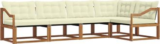 vidaXL Conjunto De Sof&aacute;s De Exterior 5 Uds. Natural Y Crema Vidaxl