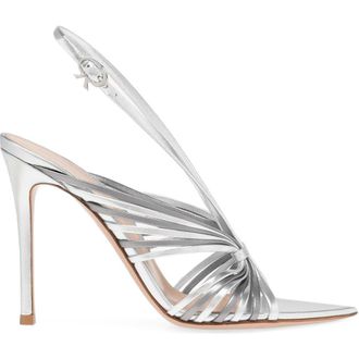 Gianvito Rossi Muse Sandal in Metallic Silver Leather at Nordstrom, Size 41.5