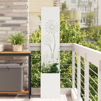 vidaXL Macetero De Jard&iacute;n Con Panel Decorativo Blanco 32 X 140 Cm Vidaxl