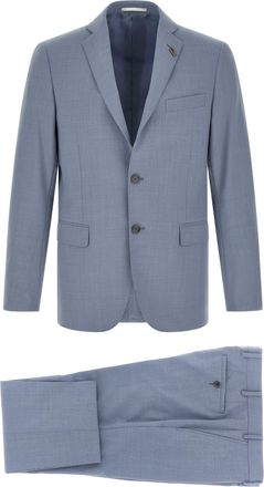Pal Zileri Blue Polyester Two-Piece Mens Suit