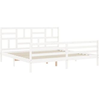 vidaXL Bed Frame without Mattress White Super King Size Solid Wood vidaXL
