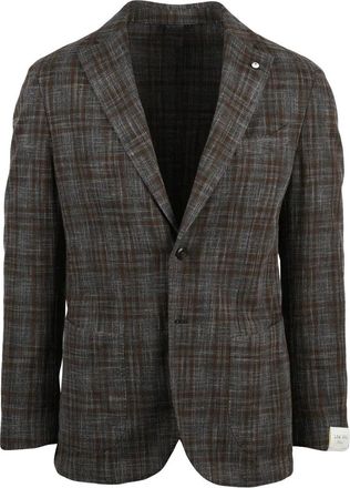 L.B.M. 1911 Brown Wool Cotton Polyamide Rounded Blazer