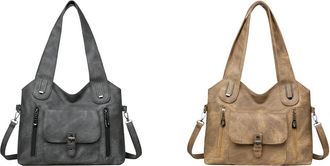 Generic Kexpery Vintage PU Leather Shoulder Bag for Women Large Capacity Fashion Bag for Travel