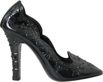 Dolce & Gabbana Zwarte Bloemen Patent Leren Pumps - Dames - Pumps - Zwart - 40 EU - Leer - Schoenen