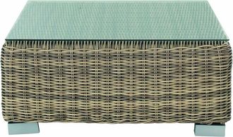 Maisons du monde Mesa baja de jardín de vidrio templado y resina trenzada reciclada L.76