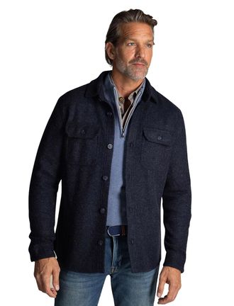N-Z-A- NEW ZEALAND AUCKLAND NZA overshirt navy gem&ecirc;leerd regular fit wol