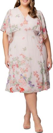 Kiyonna Floral Print A-Line Dress in Cottage Garden Border at Nordstrom, Size 2X