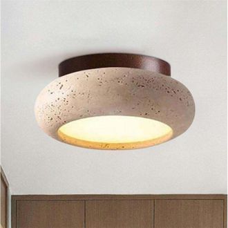 OEM L&aacute;mpara De Techo Japonesa Wabi-sabi De Travertino Amarillo - 15 Cm, Luz C&aacute;lida, 220 V, Dise&ntilde;o Minimalista Y Artesanal