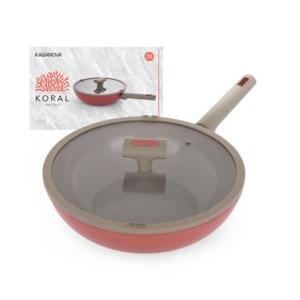 KASANOVA Wok 28 cm antiaderente ceramico Koral con coperchio