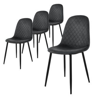 ML Design 4x sillas de comedor antracita con respaldo tapizado piel sint&eacute;tica