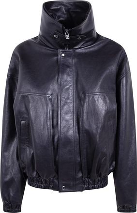 Magda Butrym Leren Aviator Jas - Dames - Leren en Su&egrave;de Jassen - Zwart - XS - Leer - Jassen