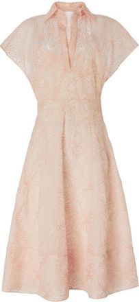 Genny floral-embroidery midi dress - Pink