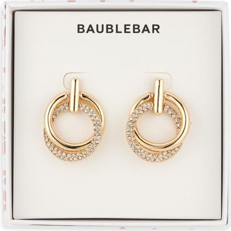 BaubleBar Looping You In Frontal Hoop Earrings in Clear/Gold at Nordstrom Rack