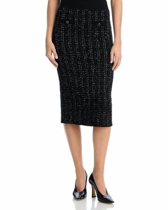 Veronica Beard Corbin Knit Midi Skirt In Black