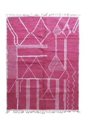 AFK Living Alfombra moderna bereber marroqu&iacute; de lana rosa 184 x 253 cm