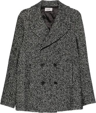 Pence Cappotto in pied-de-poule - Nero