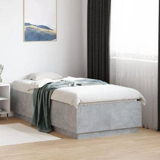 Berkfield Home Bed Frame with LED without Mattress Concrete Grey 75x190 cm Small Single