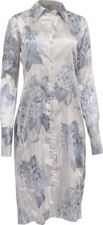 Acne Studios Floral-Print Midi Shirt Dress in White Polyester