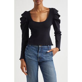 Farm Rio Gathered Top in Black at Nordstrom Rack, Size Medium