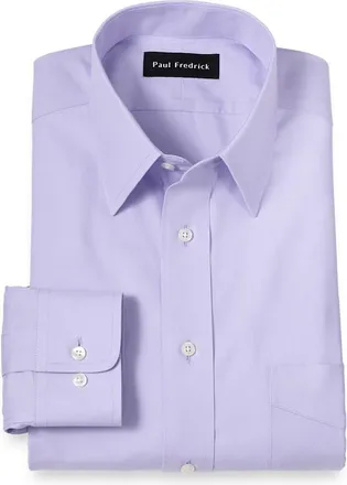 Paul Fredrick Non-iron Cotton Pinpoint Solid Point Collar Dress Shirt in Lavender at Nordstrom, Size 15.5 - 35